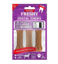 Freshy Dental Chews Natural Large Bones Köpek Ödül Kemiği 12.5 Cm 3 Adet (STD)