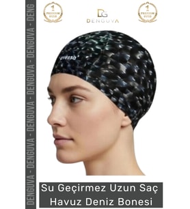#Bone Uzun Saç Kaymaz Su Geçirmez Sızdırmaz Yüzücü Deniz Bonesi Elastik Bez Yüzme Şapkası