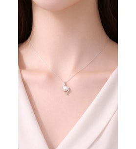 İnci Model Zirkon Taşlı Rose Kaplama 925 Ayar Gümüş Kolye