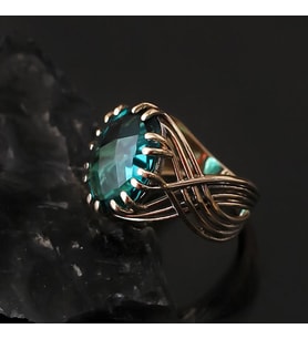 14k Altın Paraiba Turmalin Taşlı Yüzük