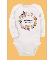 Organik Baskılı Pamuklu Unisex Bebek Body UZUNE259