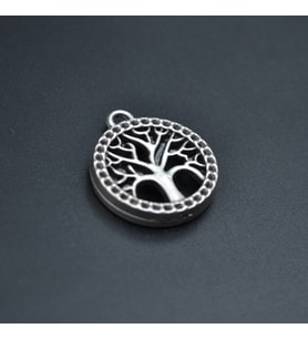 Minimal Yaşam Ağacı Kolye Ucu - Antik Gümüş Kaplama - Kod:117