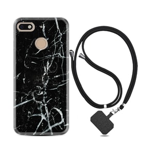 General Mobile GM8 Go GM9 GM20 Pro Plus Kılıf Boyun Askılı Silikon Black Marble 3 1382
