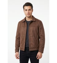 Erkek Siyah Regular Fit Mevsimlik Süet Spor Mont BGL-ST05437