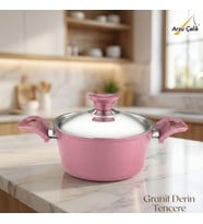 ARZU ÇELİK 20 Cm Granit Derin Tencere Çelik Kapak - Mürdüm
