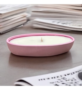 Pembe Beton Kalıpta El Yapımı %100 Doğal Soya Wax Mum Yeni Yıl Hediyesi