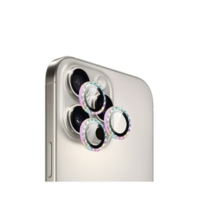 iPhone 15 Pro / 15 Pro Max için ProLENS Kamera Lens Koruyucu Elmas Kesim Çerçeveli, Kırılmaz Cam