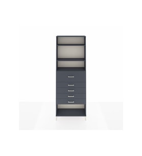Arges Dolap 3 Raflı 5 Çekmeceli 88x30x243 Antrasit-Antrasit