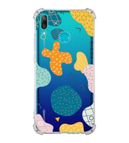 Huawei Y9 2019 Uyumlu Köşe Korumalı Antişok Kapak Geometrik Şekiller Tasarımlı Şeffaf Kılıf