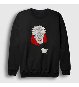 Presmono Unisex Siyah Yuji Itadori V2 Anime Jujutsu Kaisen Sweatshirt 316571tt