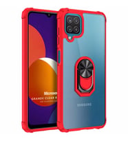 Microsonic Samsung Galaxy M12 Kılıf Grande Clear Ring Holder Kırmızı
