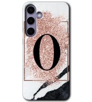 Galaxy S24 Kılıf HD Desen Baskılı Kılıf - Pembe Mermer Desenli O Harfi