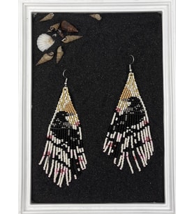 HANDMADE KARGA MOTİFLİ TASARIM BONCUK KÜPE