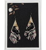 HANDMADE KARGA MOTİFLİ TASARIM BONCUK KÜPE