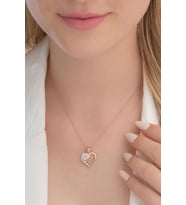 Zirkon Taşlı Rose Manolya Çiçeği Model 6 Kadın Gümüş Kolye GKLMNLYCCK6-ROS