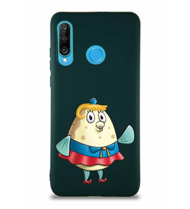 Huawei P30 Lite Soft Premier Kapak Bayan Puff Tasarımlı Silikon Kılıf - Yeşil (Şeffaf)