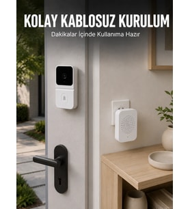Hd Kameralı Beyaz Görüntülü Kapı Zili Çift Yönlü Sesli Wi-fi Akıllı Kapı Zili