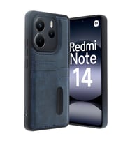 Xiaomi Redmi Note 14 4g Kılıf Sara Kartvizitli Deri Kılıf - Lacivert
