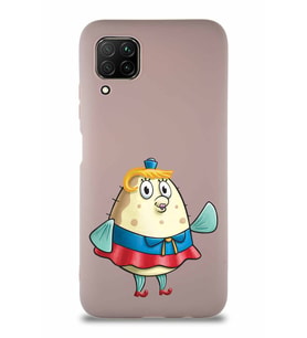 Huawei P40 Lite Soft Premier Kapak Bayan Puff Tasarımlı Silikon Kılıf - Pudra (Şeffaf)