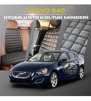 Volvo S40 Antrasit Renk Tay Tüyü Cepli & Terletmez Sırtlı Oto Koltuk Minder Seti - Koltuk Koruma Kılıfı (ÖN & ARKA TAM SET)