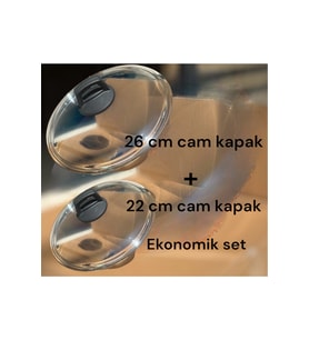 Çiftli 22-26 cm Cam Kapağı Tencere Seti, Şık ve Kullanışlı Tasarım