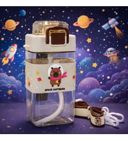 Space Capybara Pipetli Suluk 500 ML – Çocuk Matara Kilitli Kapak Taşınabilir