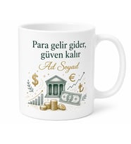Bankacıya Özel Para ve Finans Temalı Hediye Kupa Bardak Porselen
