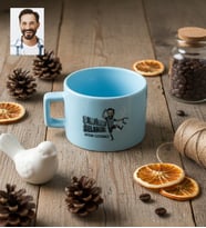 Kişiye Özel Karikatürlü Siyah Beyaz Taraftar Lüks Pastel Fincan Doğum Günü Hediyesi