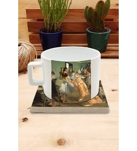 Kediler ve Sanat/Edgar Degas The Dance Class Set 4 - Fincan Kupa-Taş Bardak Altlığı 1