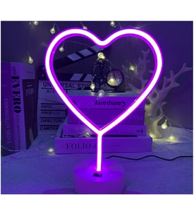 Livava Kalp Neon Lamba, Renkli, 30x20