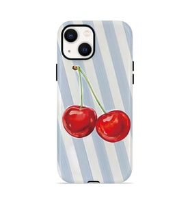 iPhone 15 Plus Vorian Çift Katmanlı MagSafe Kılıf Cherry Blue Stripe