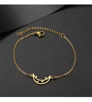 Kişiye Özel 925 Ayar Gümüş Ay Yıldızlar Bileklik (Gold)