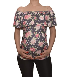 LuvmaBelly  Maternity 2511 Kayık Yaka Hamile Bluzu (Çok Renkli)