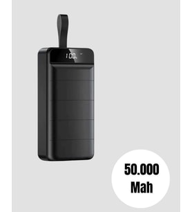 50.000 Mah Ultra Güçlü Powerbank 4 Usb Çıkışlı, Led Dijital Göstergeli, Hızlı Şarj Destekli Taşınabilir Şarj Cihazı