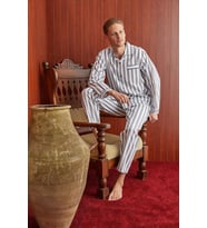 Boy Çizgili Poplin Kumaş Pijama Takımı (Gri)