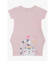 Breeze Kız Çocuk Tunik Elbise Dostluk Temalı Prenses Kedicik Baskılı 1.5-5 Yaş, Pembe