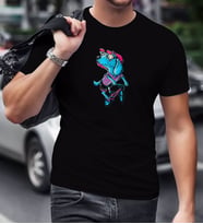 BK Gift Bisikletçi Köpek Tasarımlı Siyah T-Shirt-1