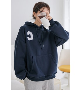 Unisex C Baskılı Sweatshirt (Lacivert)