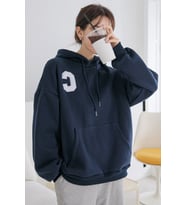 Unisex C Baskılı Sweatshirt (Lacivert)