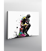 Kanvas Tablo Düşünen Adam Grafiti Stili