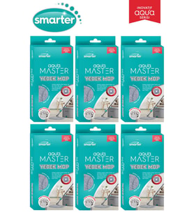 SMARTER AQUA MASTER 6 YEDEK MOP TEMİZ & KİRLİ SUYU AYIRMA ÖZELLİĞİ OTOMATİK TEMİZLİK SETİ MOP PASPAS 
