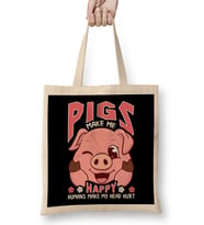 Funny Pigs Make Me Happy Humans Make My Head Hurt Bez Çanta Uzun Saplı