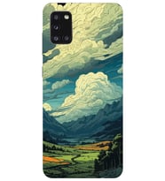 Samsung Galaxy A31 Uyumlu Doğa ve Bulut Desenli Şeffaf Telefon Kılıfı