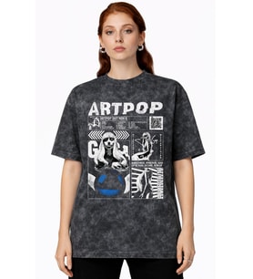 Tasarım Artpop Lady Gaga Şarkıcı Baskılı Unisex Oversize Vintage Yıkamalı Tişört
