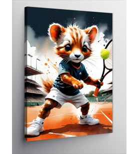 Kanvas Tablo Tenis Oynayan Yavru Aslan