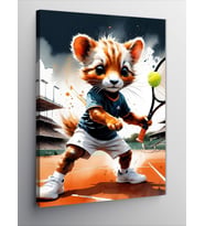Kanvas Tablo Tenis Oynayan Yavru Aslan