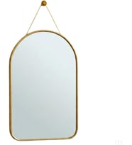DEİNHAUS Dekoratif Duvar Aynası, 23x40 cm, İnce GoldMetal Çerçeve, Kemer Tasarım, Sarı Askı İpli, Modern Stil, Antre ve Banyo için