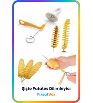 Spiral Patates Dilimleyici Cips Yapma Seti – 4 Şiş Hediyeli Çubukta Patates Aparatı