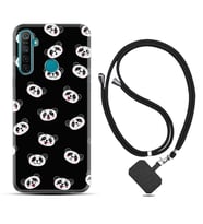 Realme 5i 5 Pro 6i 7 Pro 8 Kılıf Boyun Askılı Silikon Panda Suratları 1773