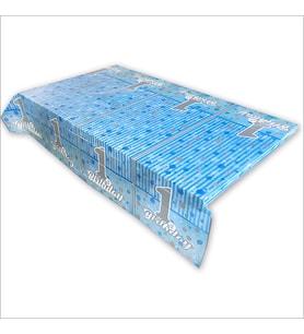 1 Yaş Pırıltı Doğum Günü Masa Örtüsü, 120cm x 180cm - Mavi